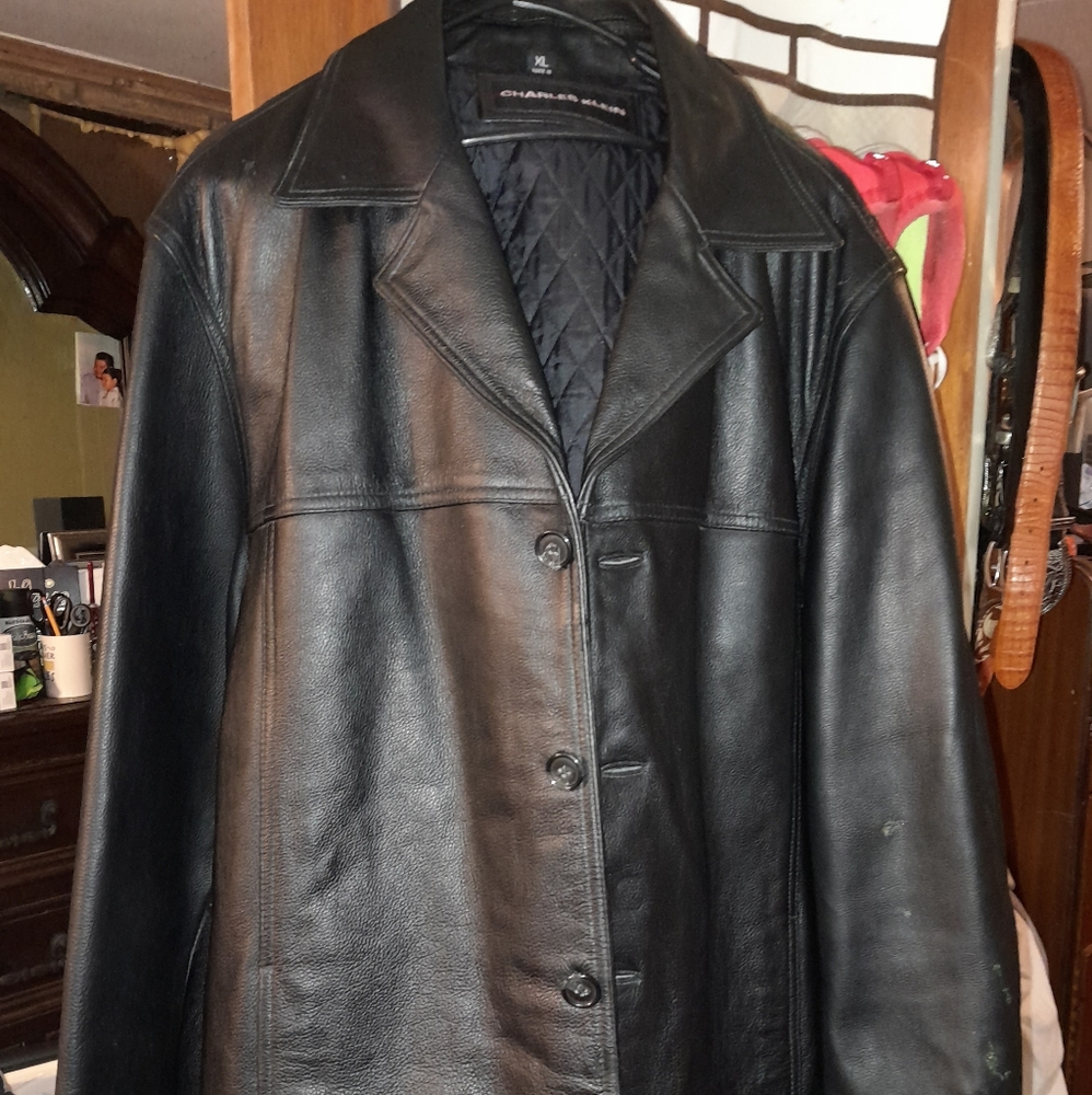 Charles Klein leather coat size Xl